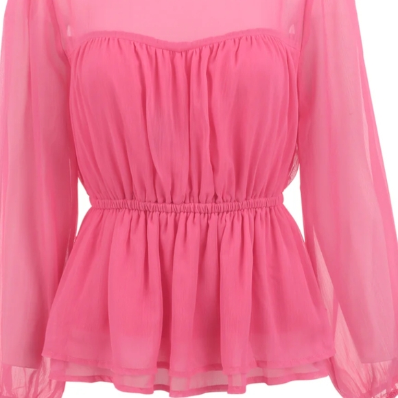 Vibrant Pink Sheer Blouse - Picture 4 of 5